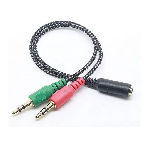 nylon Microphone Stereo Jack 1 Female To 2 Male Audio Cable for Smartphone Headset laptop