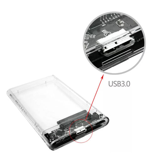 2.5 Inch SATA Serial Solid State SSD Mechanical USB3.0 Sliding Cover Round Edge Transparent Mobile Hard Disk Box