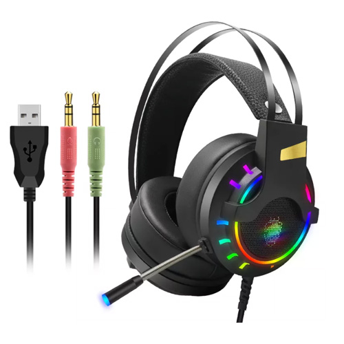 Gaming Headset Earphone Wired Gamer Headphone Stereo Sound Headsets with Mic LED light for Computer PC Gamer